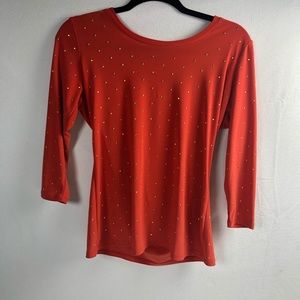 Vince Camuto | Orange Embellished Top | Small |